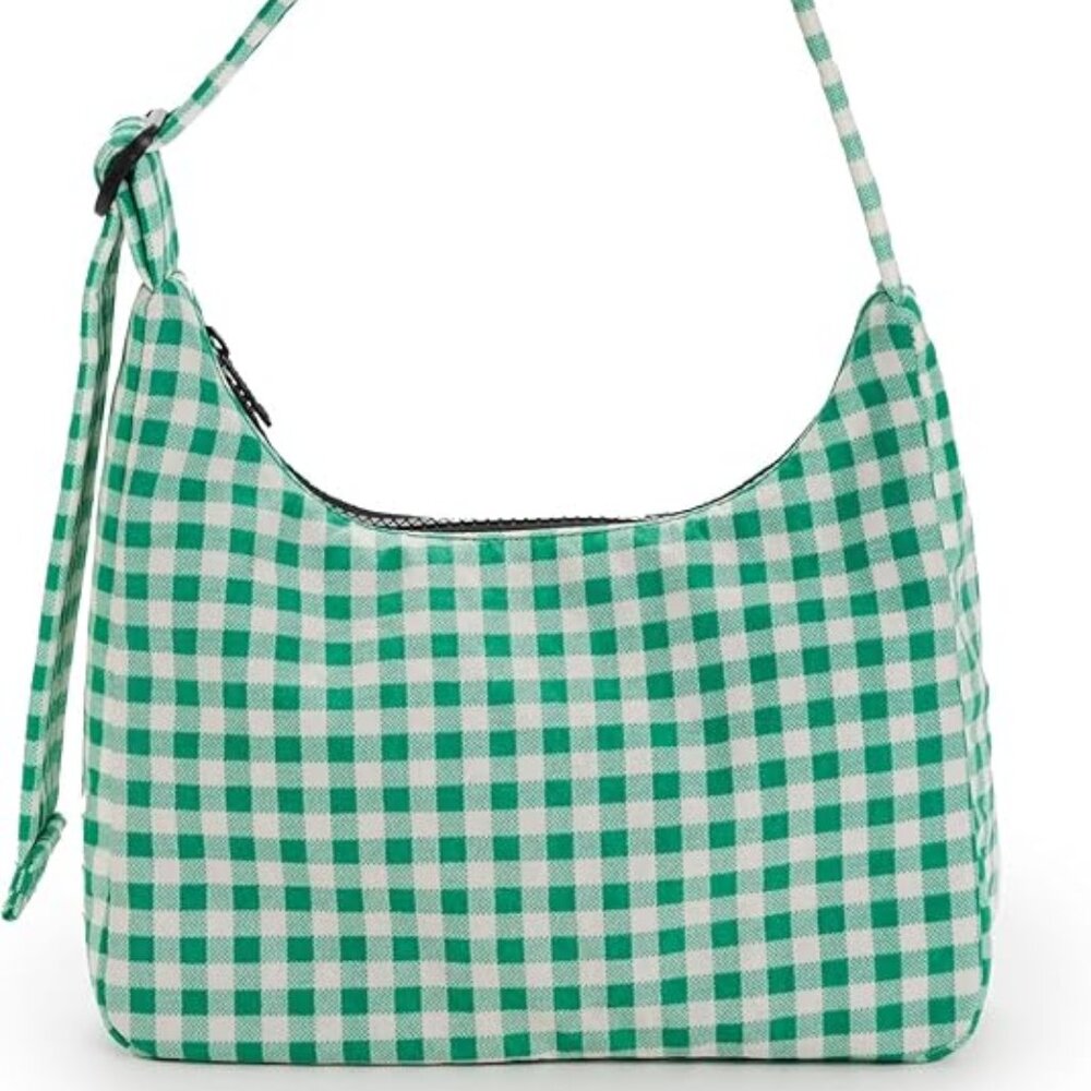 Baggu Mini Nylon Shoulder Bag - Green Gingham